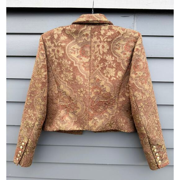 NWT L’AGENCE Jen Open Cropped Blazer Green Multi Floral Tapestry 10 - Picture 4 of 5